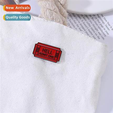 New creative stamp brooch HELL ADMIT ONE persalized pins bag