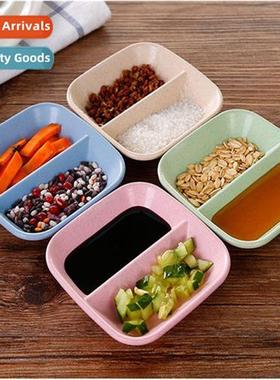 Creative wheat straw double compartment saucer Japanese sauc