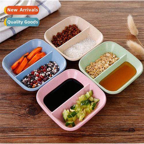 Creative wheat straw double compartment saucer Japanese sauc