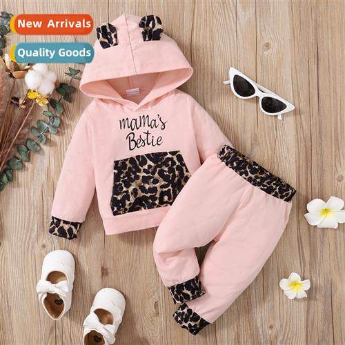 Girls spring  autumn  2021 new n lg-sleeved leopard print ho