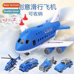 Childrens toys skidding stowed airplane simulati  track car