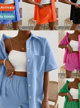 New 2023 spring  summer solid color single-breasted shirt el