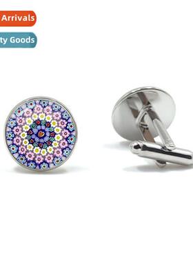 Murano Millefiori Time Gemste Cufflinks Multicoloured Flower
