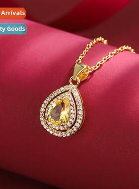 Work set zircia yellow necklace female light luxury water dr