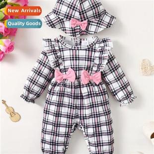 top fall plaid new spring 2023 sleeved ins print baby