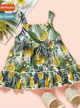 Girls Spring  Autumn 2021 new n sleeveless halter orange pri