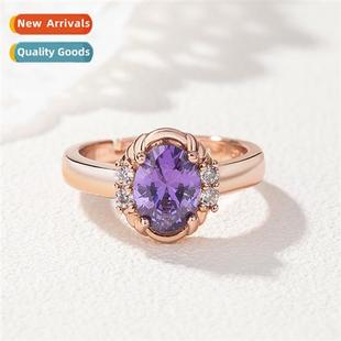 n ruby ring female plated 18K gold amethyst finger ring pers