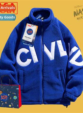 co-branded cott jacket mens winter new loose zipper lambswoo