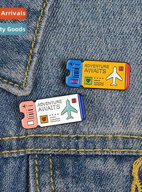 Cute Carto Airline Ticket Brooch Shaw War Airplane Ticket Co