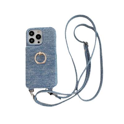 适用Apple 15pro denim pattern stand card insertion bag 14 be