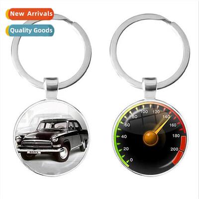 Creative Luxury Car Steering Wheel Time Gemste Keychain Geek