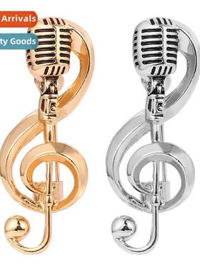 New European and American fashi vintage microphe music pin n