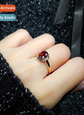 Ruby ring female plated 18K gold amethyst finger ring persal