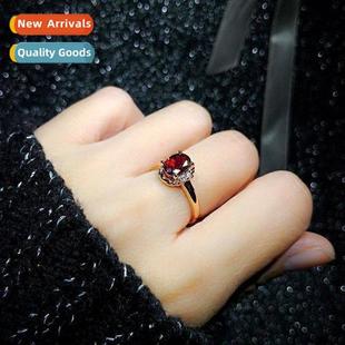 Ruby ring female plated 18K gold amethyst finger ring persal