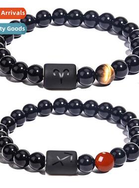 New Twelve Cstellati Stch Bracelet Men Tiger Eye Ste Agate M