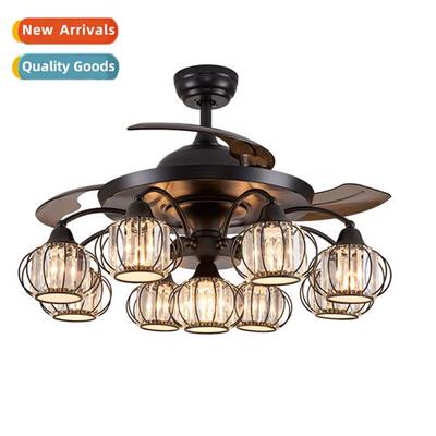 Crystal Fan Chelier Living Room Restaurant Invisible Ceiling