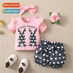 rabb top fall sleeved short print new 2022 spring Girls