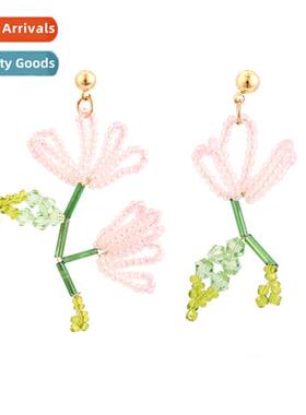 Japan  South Korea pink girl Department  flowers earrings h-