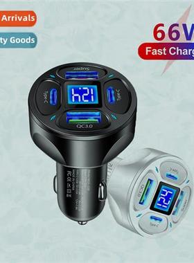Digal display car charger 66W 2USB+2Type-c super fast car ch