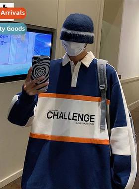 2023 autumn splicing color collisi POLO shirt sweater men  w