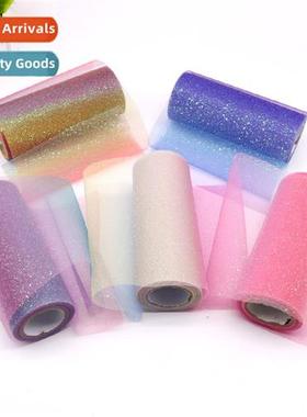 15cm*10 yards Glitter rainbow trompe loeil yarn rolls 适用do
