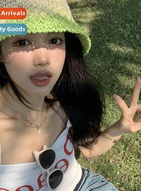 Porridge cocoa Japanese straw hat female summer outing sunsc