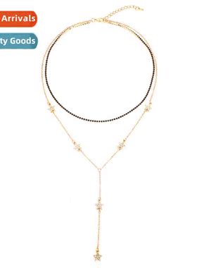 2022 fashi light luxury temperament necklace niche   pentagr