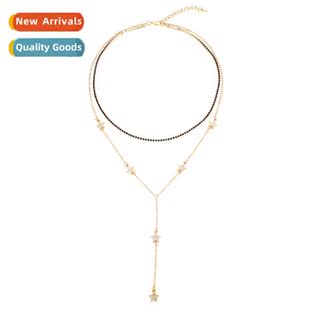 luxury light temperament necklace pentagr 2022 niche fashi