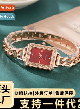 New mens small square alloy bracelet wh diamds dial high-gra
