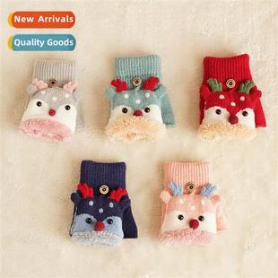 gloves flip use childrens wring dual warm finger Winter half