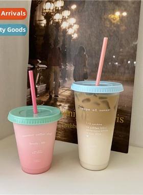 ins wind cy color summer cfee cup plastic straw cup large ca