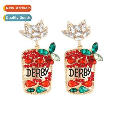 Creative temperament full diamd wine glass earrings fashi pe