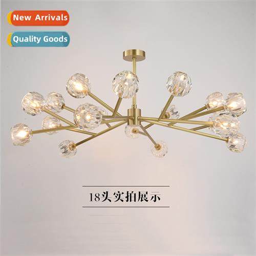 Post-modern light luxury copper crystal chelier simple livin
