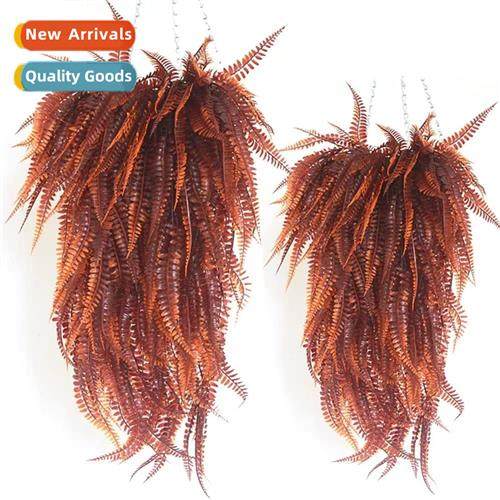 Hanging Basket Fake Flowers Autumn Green Hanging Wall Simula