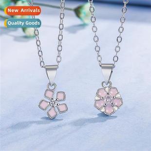 female small fresh Japan blossom necklace cherry pend sweet