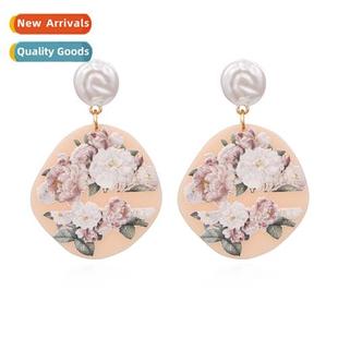 versatile simple acrylic printed Korean earrings style