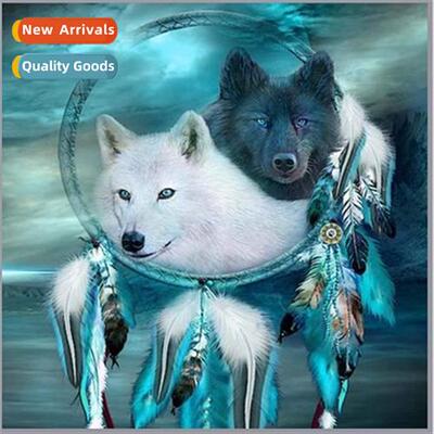 Stick drill painting new DIY dreamcatcher wolf full  round d