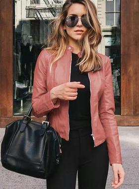 New fall  winter womens fashi lear PU su small jacket