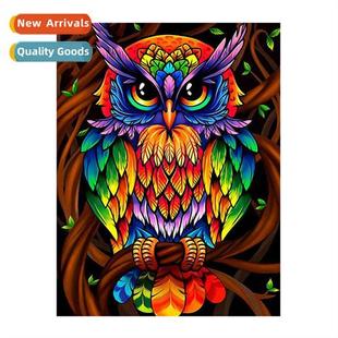 Painted Owl Cross Full Decorative Stch Painting Embroidery