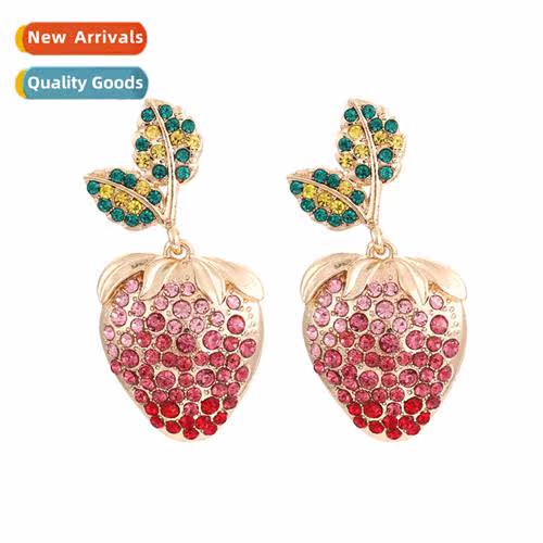 Fashi simple rustic style fru strawberry earrings zinc alloy