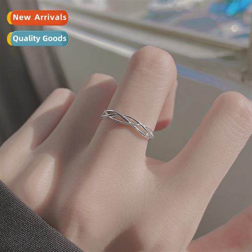 Silver plated geometric lines ring female simple  open index