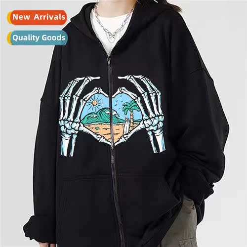 New Zipper Sweatshirt Loose Scenic Kawaii Set Harajuku Hoode