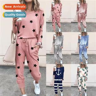 Printed Sleeve New Loose Casual 5100 Womens