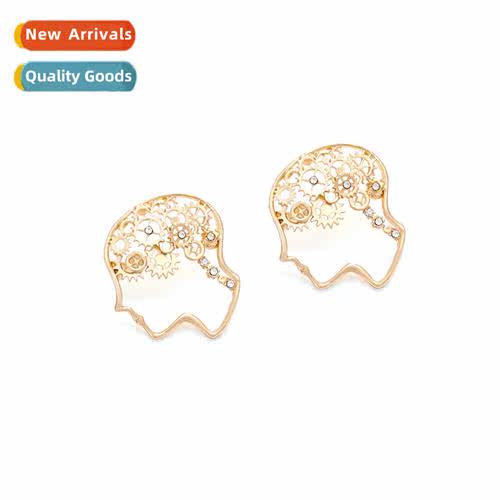 fashi persaly thinker gear time brain earrings creative retr