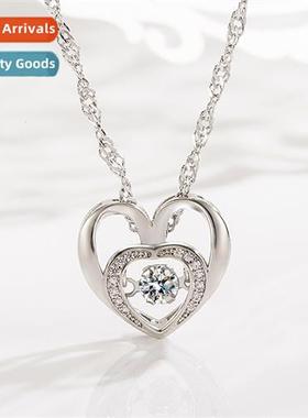 n simple heart-shaped necklace female micro-set double heart