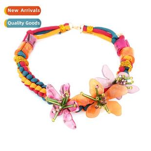 colorful acrylic daily comm fashi woven necklace floral