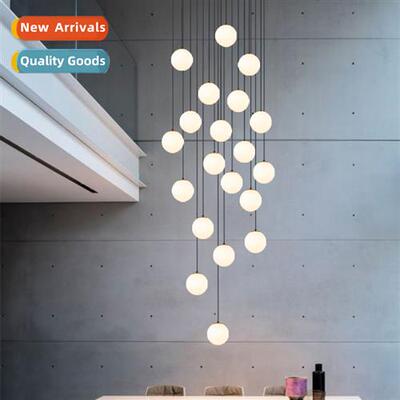 Modern simple staircase chelier hotel villa duplex restauran