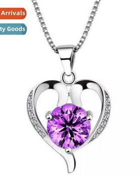 cute beautiful diamd pendant fashi sweet love collarbe chain