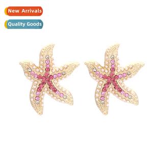 Retro fashi diamd starfish earrings exaggerated creative sim