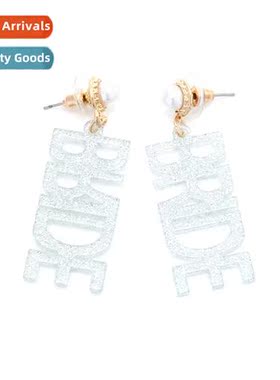 Fashi English letters BRIDE earrings persaly versatile lette